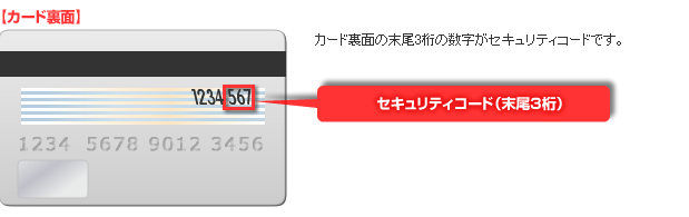 VISA,MASTER,DINERS,JCBのセキュリティーコード